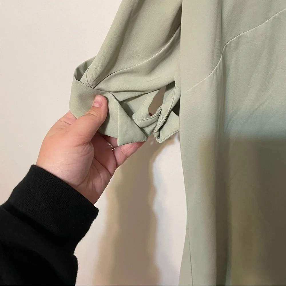 Laura Scott Sage Green Cottagecore Short Sleeve Blouse Large - Picture 3 of 4